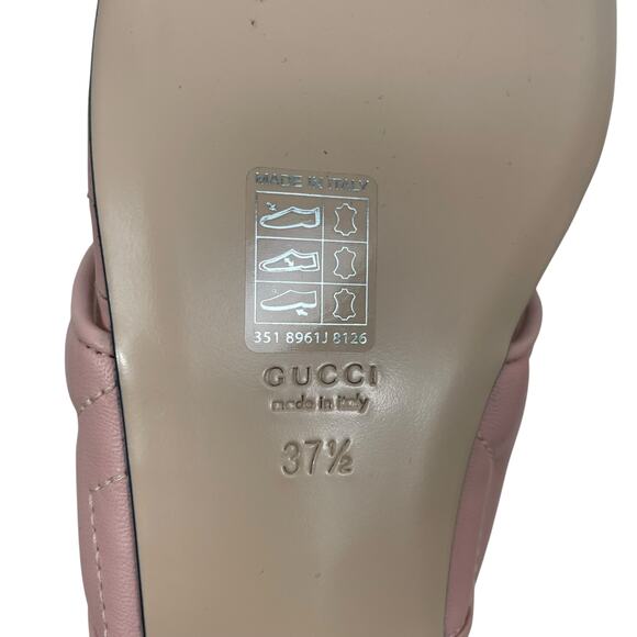 Gucci GG Logo Marmont Leather Thong Flat Sandals Pink Gold Size 37.5 - Picture 11 of 14